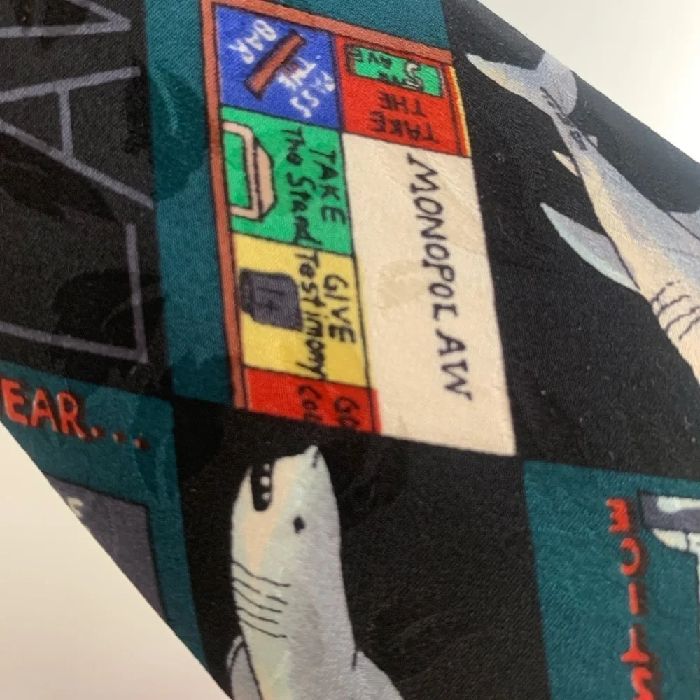 Nicole Miller vintage 1993 Shark lawyer silk necktie